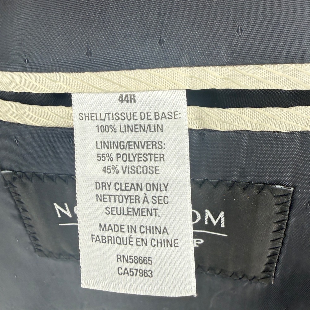 Nordstrom Mens Shop 44R Blue Linen Windowpane Blazer Ormezzano Italy Fabric - Picture 5 of 15